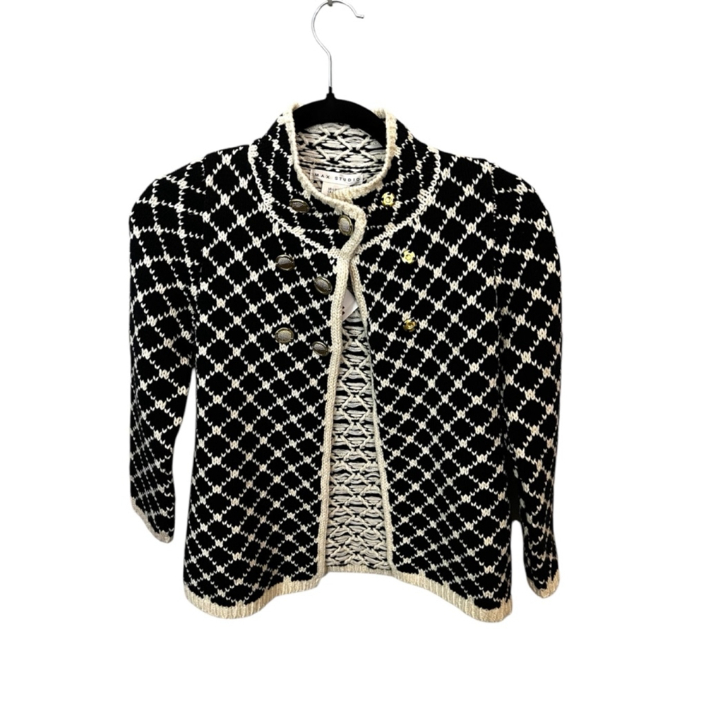 Max Studio Cardigan, Kid’s L (6X), Black & White - Picture 2 of 11